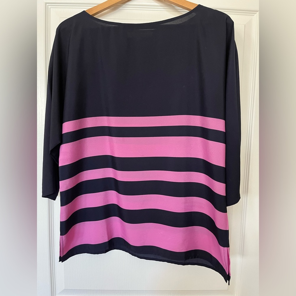 Loft navy and pink top